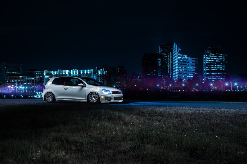 California, Stance, Wheels, GTI, MK6, Downtown, Nigth, Front, Ligth, Volkswagen, 1080P, VSP
