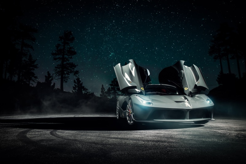 LaFerrari, Supercar, Vossen, Front, 1080P, Smoke, Wheels, Dark, Ferrari, Doors, Nigth