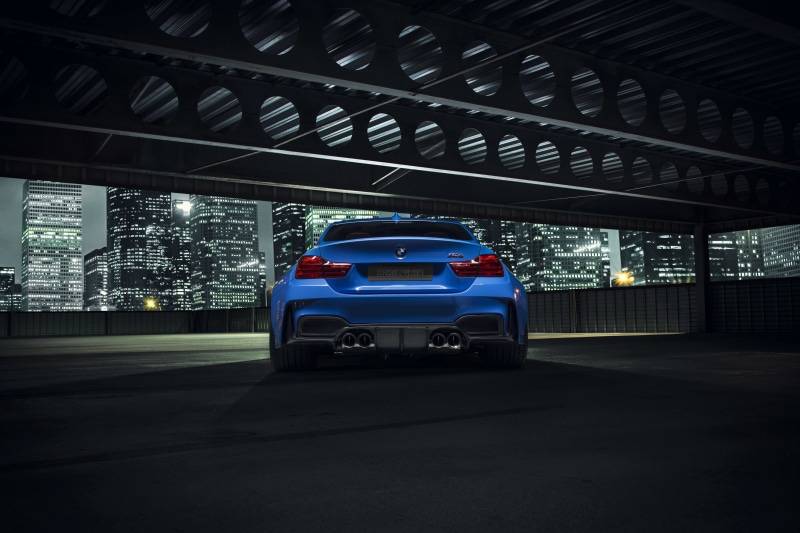 City, Vorsteiner, GTRS4, BMW, Photoshoot, Widebody, Blue, Rear, Nigth, 2K