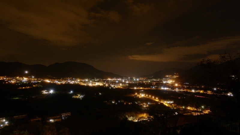 outdoors, sky, architecture, scenics - nature, lights, high angle view, nigth, dark, mountain range, built structure, mountain, valley, beauty in nature