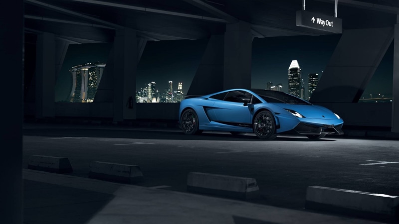 Supercar, Superleggera, Lamborghini, Front, Ligth, LP570-4, Nigth, City, Blue, 1080P, Gallardo