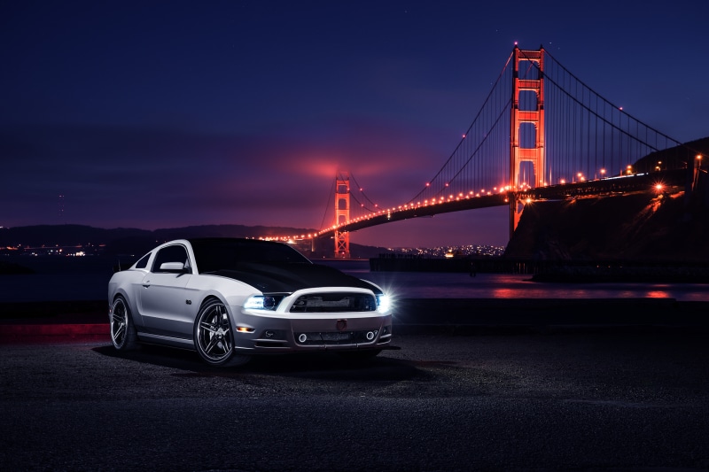 Nigth, Collection, Aristo, 5K, Mustang, Car, Muscle, Front, Top, White, Bridge, Ford