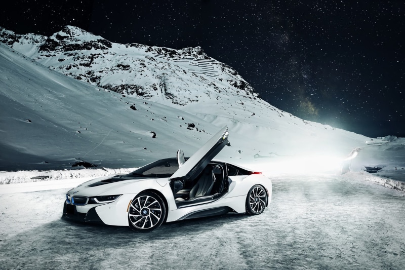 Ligth, beauty in nature, coupe, car, BMW, extreme weather, 1080P, mode of transportation, White, white color, no people, Sky, land vehicle, transportation