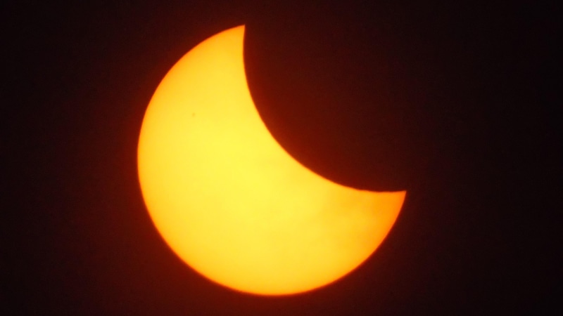 scenics - nature, nature, natural phenomenon, crescent, sun, space exploration, yellow, night, sky, space, 4K, tranquility, majestic, solar eclipse, moon