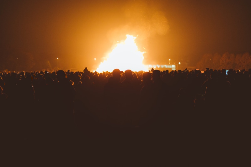 concert, flames, light, rave, standing, enjoyment, excitement, crowd, group of people, entertainment event, orange color, festival, 4K, stage, music festival