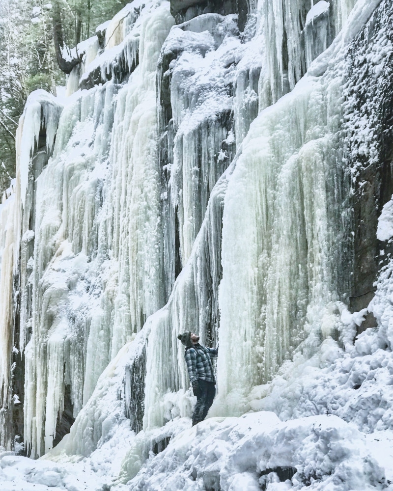 wander, solid, rock formation, lincoln, ice castle, men, rock, ice castles, nature, one person, flume gorge, ice, outdoors, beauty in nature, adventure