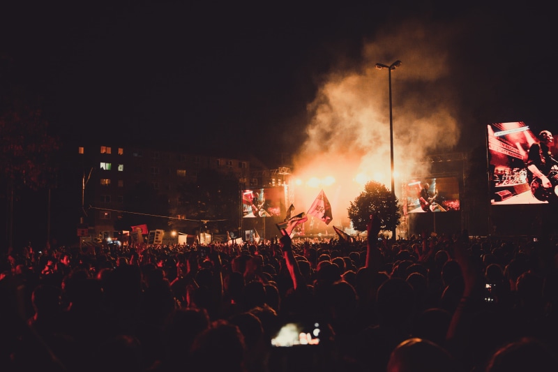 live music, positive emotion, group of people, stage - performance space, night, lights, light, men, arts culture and entertainment, large group of people