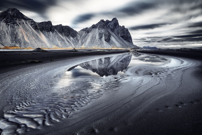 Vestrahorn Islande, reflection, sea, 1080P