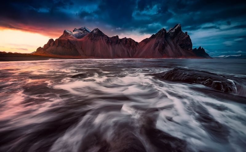 Vestrahorn, sea, 1080P, Iceland, rocks, nature