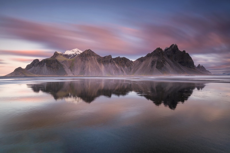 1080P, Iceland, sea, Fjord Hornafjordur, Vestrahorn Mountain, Hornafjörður, reflection, Have stoknes, Mountain Westerhorn, Stokksnes, mountains