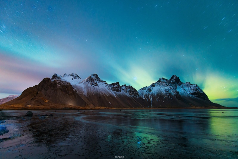 Stockksness, winter, sun, dusk, lagoon, mountain Peak, majestic, blue, mountain Range, outdoors, star - Space, snow, lake, ice, Iceland, rock - Object