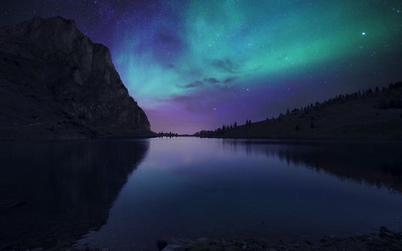 beauty in nature, water, atmosphere, sky, no people, aurora polaris, tranquil scene, lake, idyllic, star - space, 1080P, scenics - nature, reflection