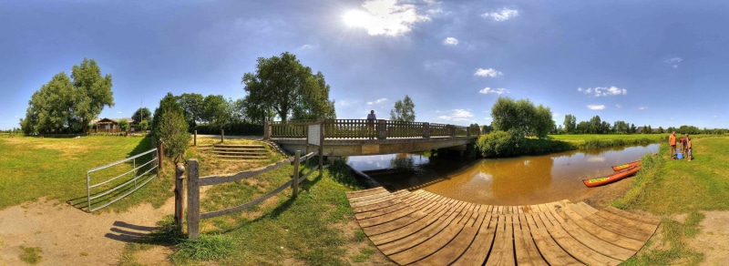 landscape, canoes, fisheye lens, bridge, 1080P