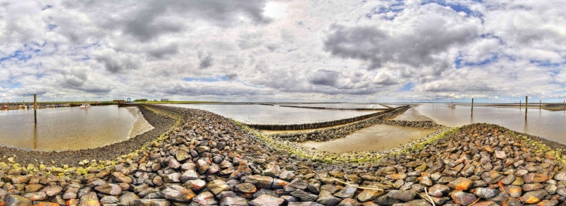 day, sky, water, stone - object, scenics - nature, stone, land, nature, pebble, fisheye lens, cloud - sky, rock, beauty in nature, 1080P, HDR, landscape
