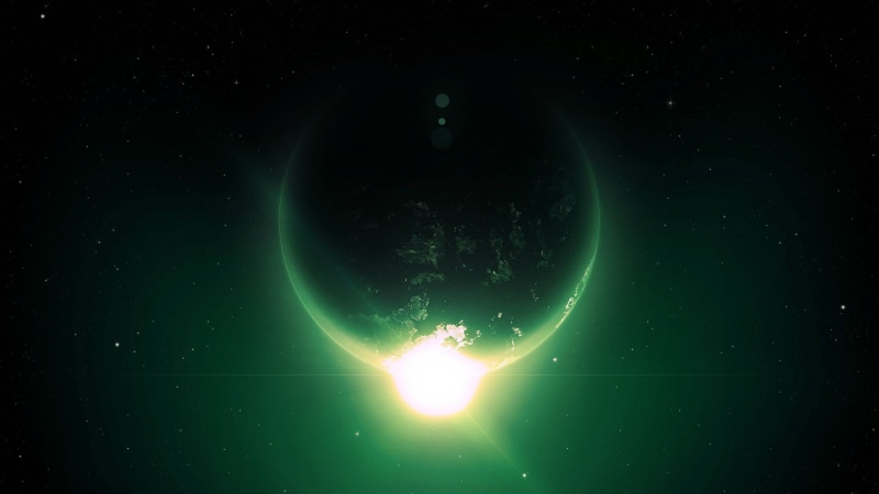 sphere, beauty in nature, water, night, glowing, power in nature, space and astronomy, space art, green color, green, illuminated, space, star - space