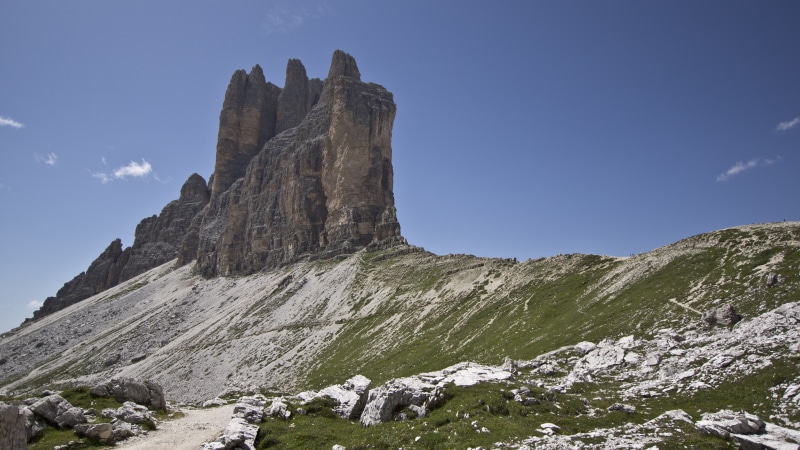 day, italy, low angle view, scenics - nature, tre cime di lavaredo, mountain range, eroded, alps, mountain peak, physical geography, beauty in nature, nature
