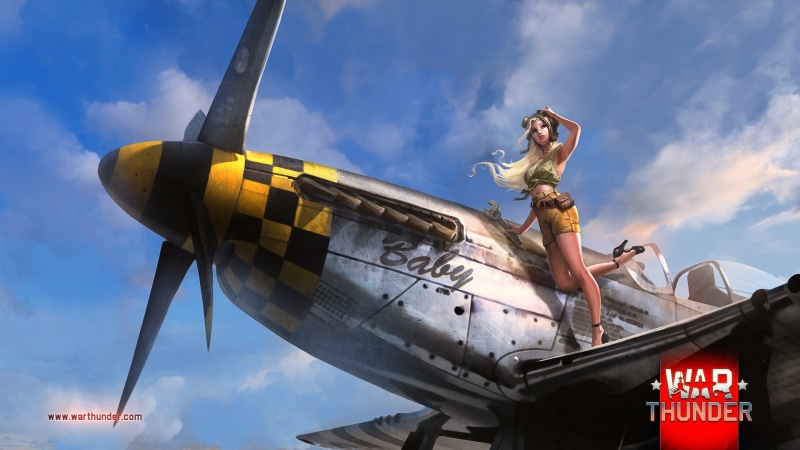 art, drawing, wwii, 1080P, world, war, mechanic, plane, video games, airplane, blonde, hd, thunder, nose