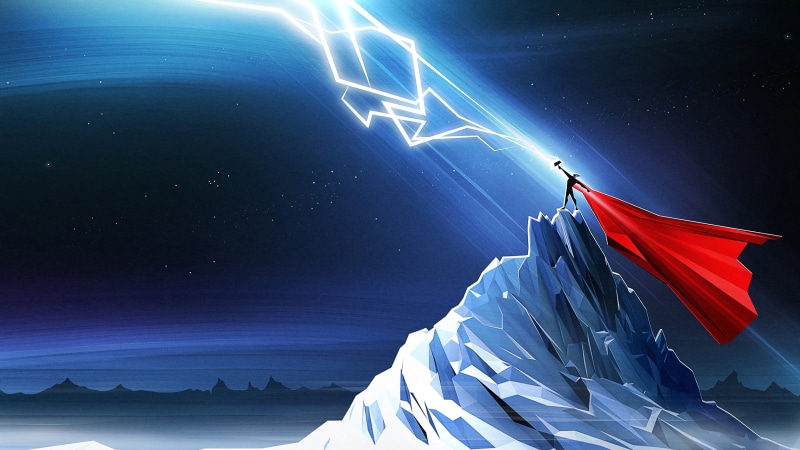 Fantasy, Mountain, Thor, Mjöllnir, The God of thunder and storms, Mjollnir, God of thunder, Norse Mythology, Thunder, The God of thunder, 4K, Thursday