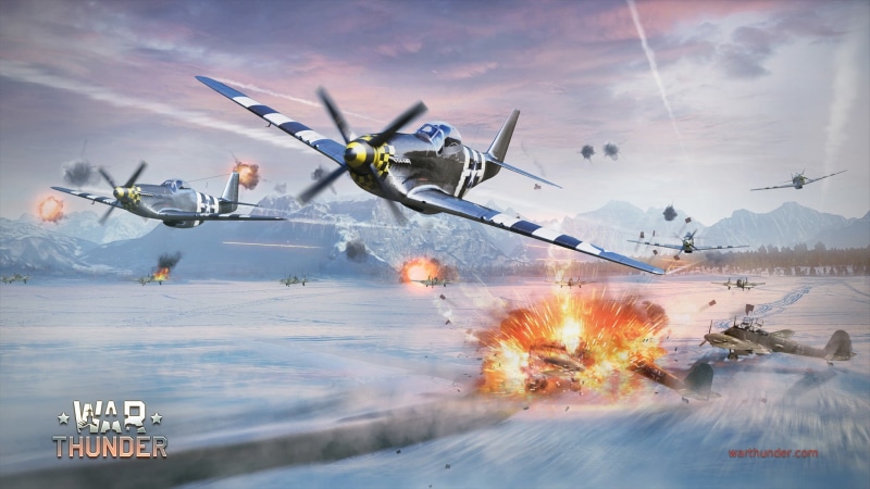  fire, accidents and disasters, sky, 1080P, communication, burning, risk, sign, video games, North American P-51 Mustang, War Thunder, water