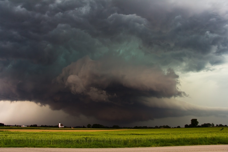 thundercloud, gust front, summer thunderstorm, field, cloud - sky, storm hunting, rain, super cell, weather mood, monster, ominous, nature, green, a thunderstorm cell