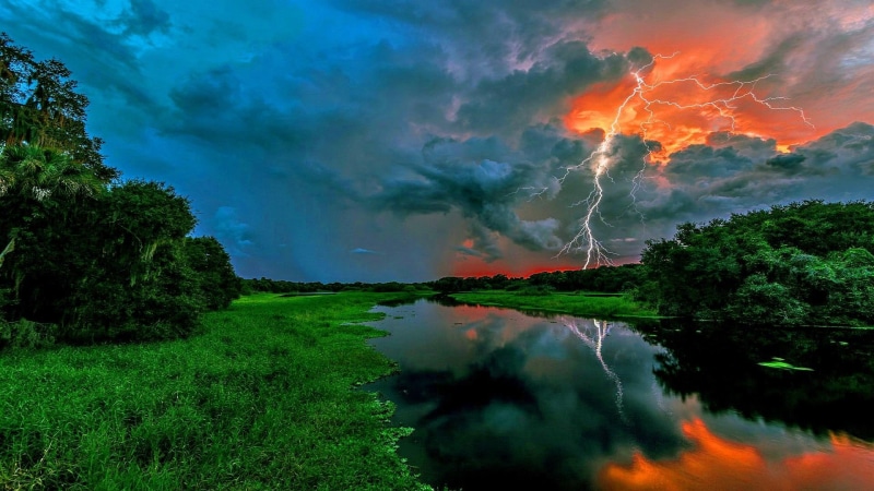 nature, lightning, 1080P, campaign, storm, river