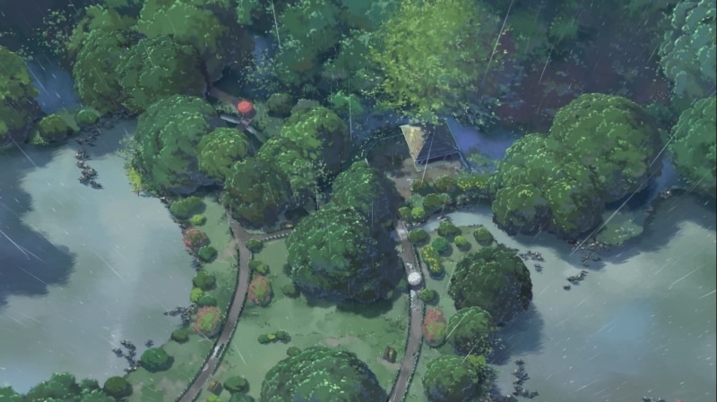 720P, no people, green color, plant part, tranquility, anime, green, plant, scenics - nature, high angle view, growth, day, nature, animation, The Garden of Words
