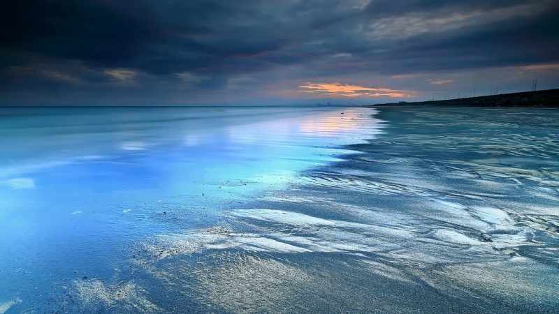 beach, nature, tranquility, sunset, cloud - sky, outdoors, tranquil scene, sky, scenics - nature, reflection, 1080P, body, land, horizon over water, cyan