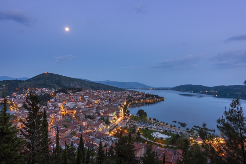 lights, fairytale, building exterior, fantasy, no people, water, moonlight, full moon, residential district, mountains, built structure, cloud - sky, night