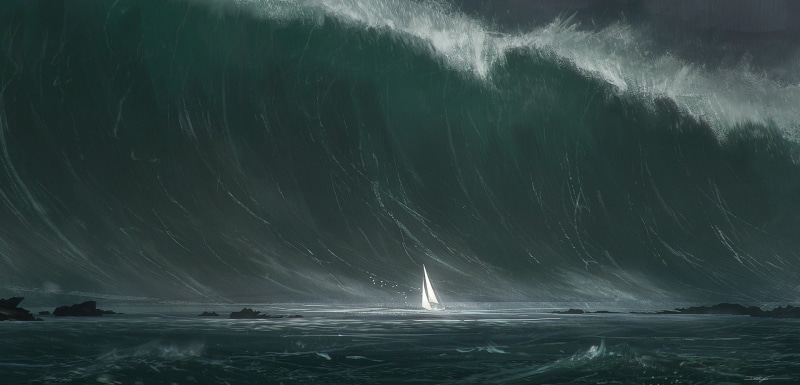 motion, blurred motion, night, waterfront, space, cold temperature, ice, water, boat, reflection, nature, power in nature, sea, 1080P, Tsunami, scenics - nature