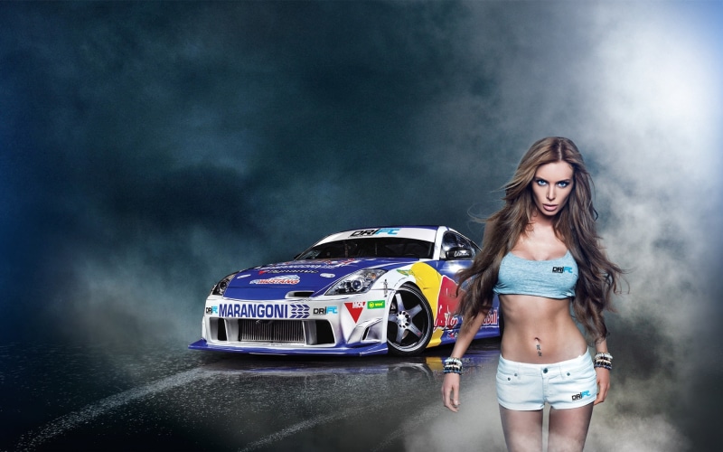 Drift, Nissan, z, Girl, 1080P, Car