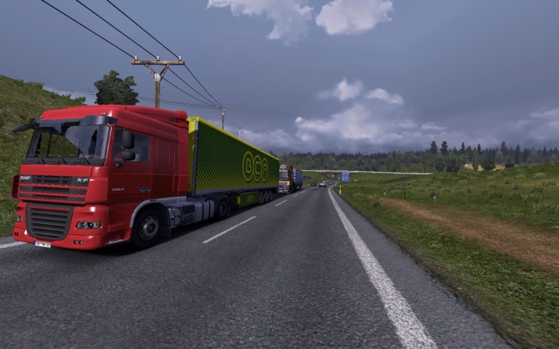 truck, sky, road, symbol, mode of transportation, transportation, semi-truck, sign, direction, no people, highway, 720P, freight, screen shot, cloud - sky