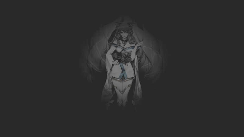 uniform, fox ears, monochrome, dark background, League of Legends, nine tails, anime girls, fan art, illustration, drawing, anime, fox girl, 1080P, game characters