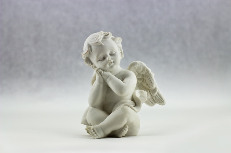 god, art, elegance, innocence, white, love, religion, sitting, sculpture, angelic, gray, human representation, copy space, wing, emotion, sadness, full length