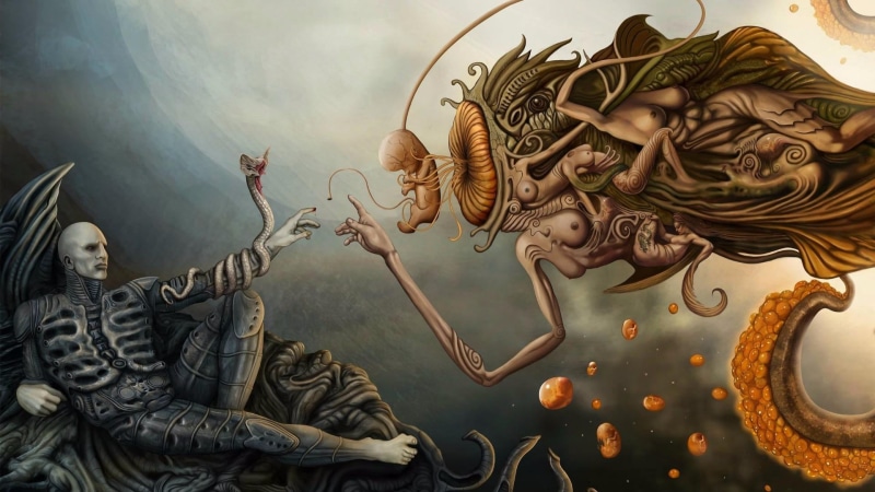 spirituality, female likeness, illustration, male likeness, angel, prometheus, fictional character, mythology, human representation, 1080P, alien, art