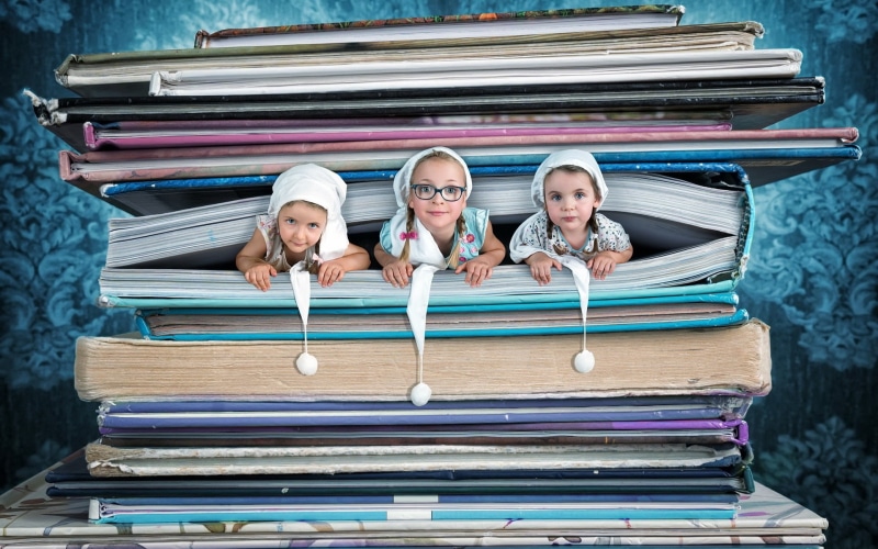 Three, Girls, portrait, Pictures, 1080P, Book, Cute, Creative