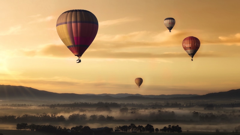 hot air balloon, hot air ballooning, balloon, flight, landscape, sky, 4K