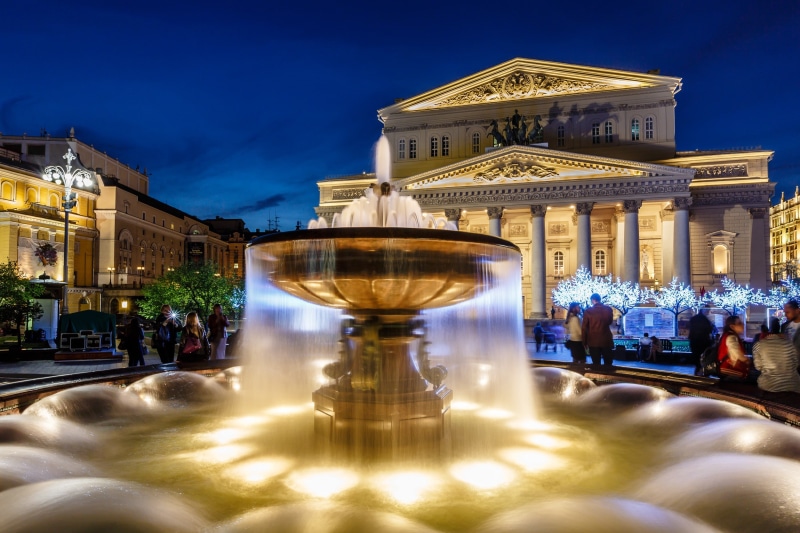 1080P, Russia, theatre, fountain illumination, Moscow, Bolshoi Theatre, bolshoi