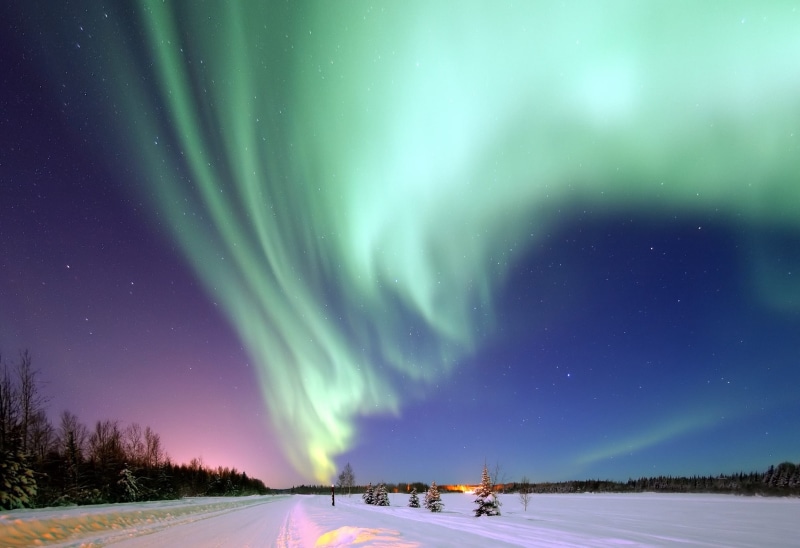 1080P, frozen, cold temperature, natural phenomenon, snow, space, borealis, aurora borealis, aurora, forest, ice, arctic, no people, green color, aurora polaris