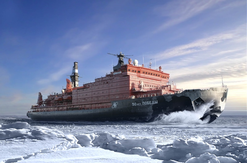 wave, black, water, nautical vessel, cloud - sky, Board, sky, Russia, Ice, Winter, Sea, transportation, outdoors, built structure, Snow, nuclear-powered icebreaker