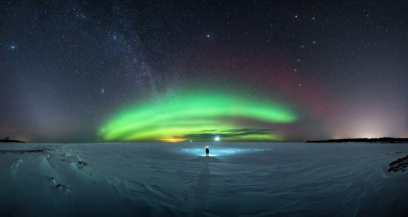 Milky Way, stars, the sky, The milky way, people, 2K, man, sky, polar lights, aurora