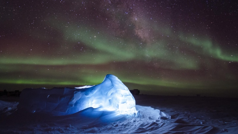 4K, aurora australis, star - space, scenics - nature, australia, polar lights, idyllic, space and astronomy, beauty in nature, ice, no people, astronomy