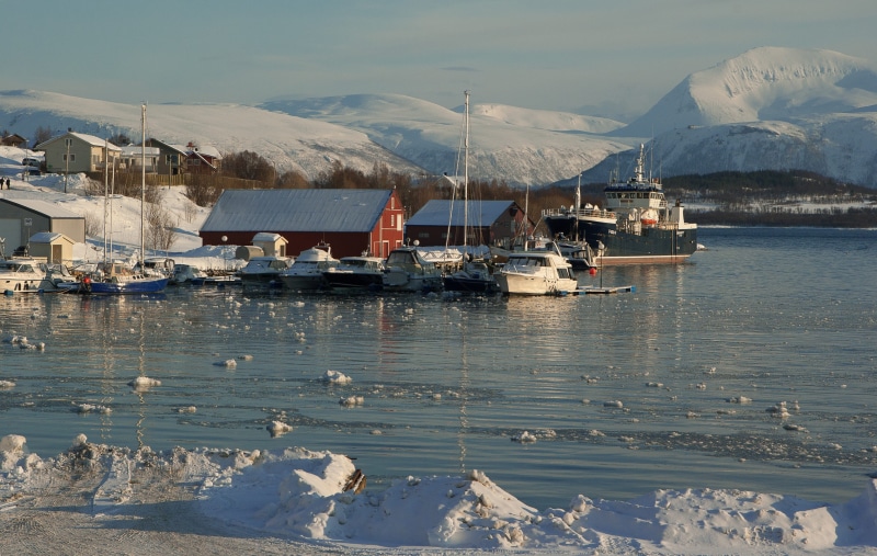 nature, yacht, nautical vessel, mountain, beauty in nature, Norway, architecture, transportation, Lapland, day, Port, snow, outdoors, 4K, mode of transportation
