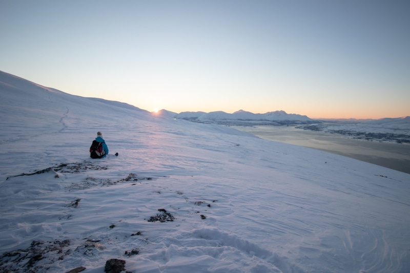 nature, tranquility, norway, tromso, cold temperature, 5K, daylight, climbing, sunset, environment, scenics - nature, travel, view, winter, outdoors, landscape