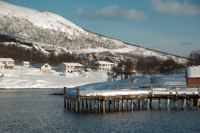 cloud - sky, snow, water, fjord, snowcapped mountain, no people, beauty in nature, house, residential district, winter, cold temperature, norway, building