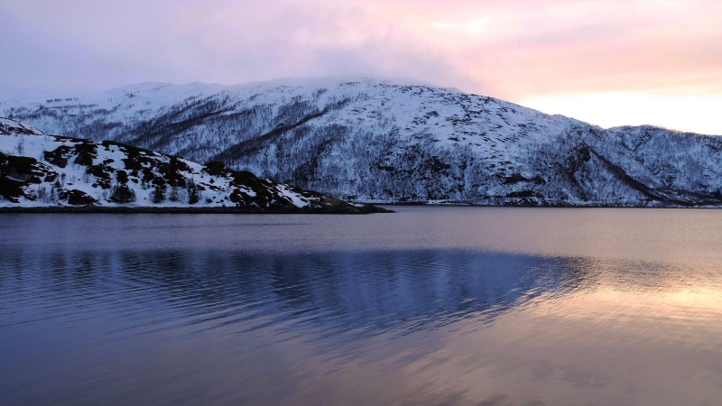 ocean, amazing, winter, environment, 2K, snow, tromso, water, fjord, cold, holiday, reflection, no people, idyllic, travel, vacation, scenics - nature