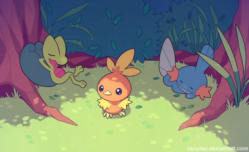 Torchic, Pokémon, Treecko, 1080P, Mudkip