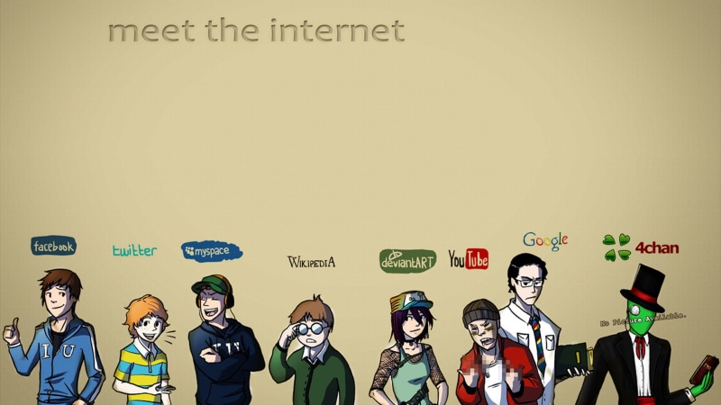 group of people, mature adult, communication, text, internet digital art facebook twitter myspace wikipedia deviantart youtube google 4chan, childhood