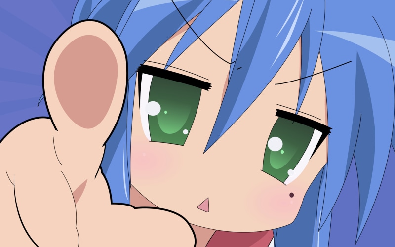 no people, blue, shape, sky, number, sign, clear sky, day, green color, Izumi Konata, art and craft, 2K, built structure, low angle view, Lucky Star, communication
