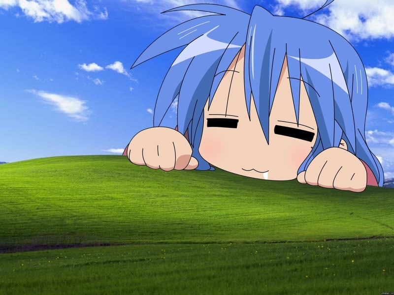 land, field, anime, built structure, Lucky Star, beauty in nature, anime girls, outdoors, digital composite, tranquility, grass, cloud - sky, landscape