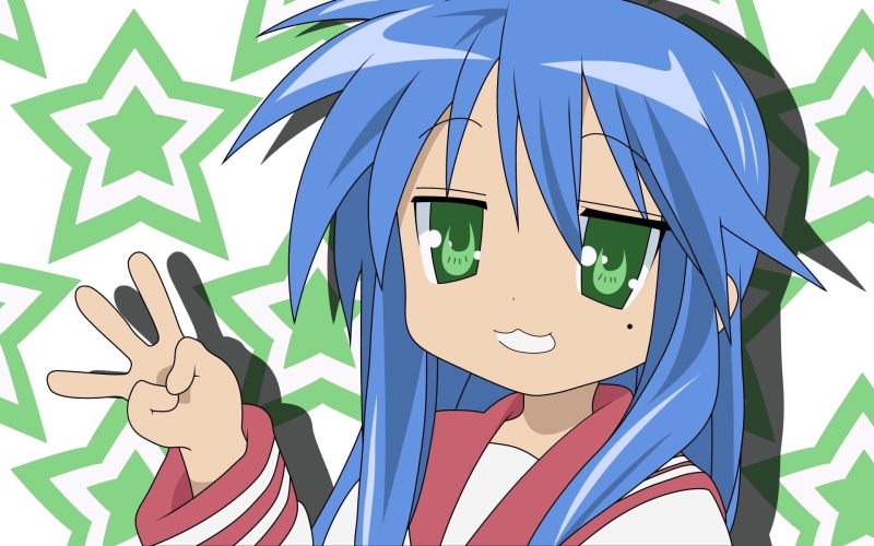 Lucky Star, 1080P, sunlight, green color, real people, sign, shape, day, close-up, creativity, anime girls, communication, representation, people, nature